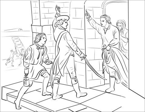 Ethan Allen Captures Fort Ticonderoga Coloring Page